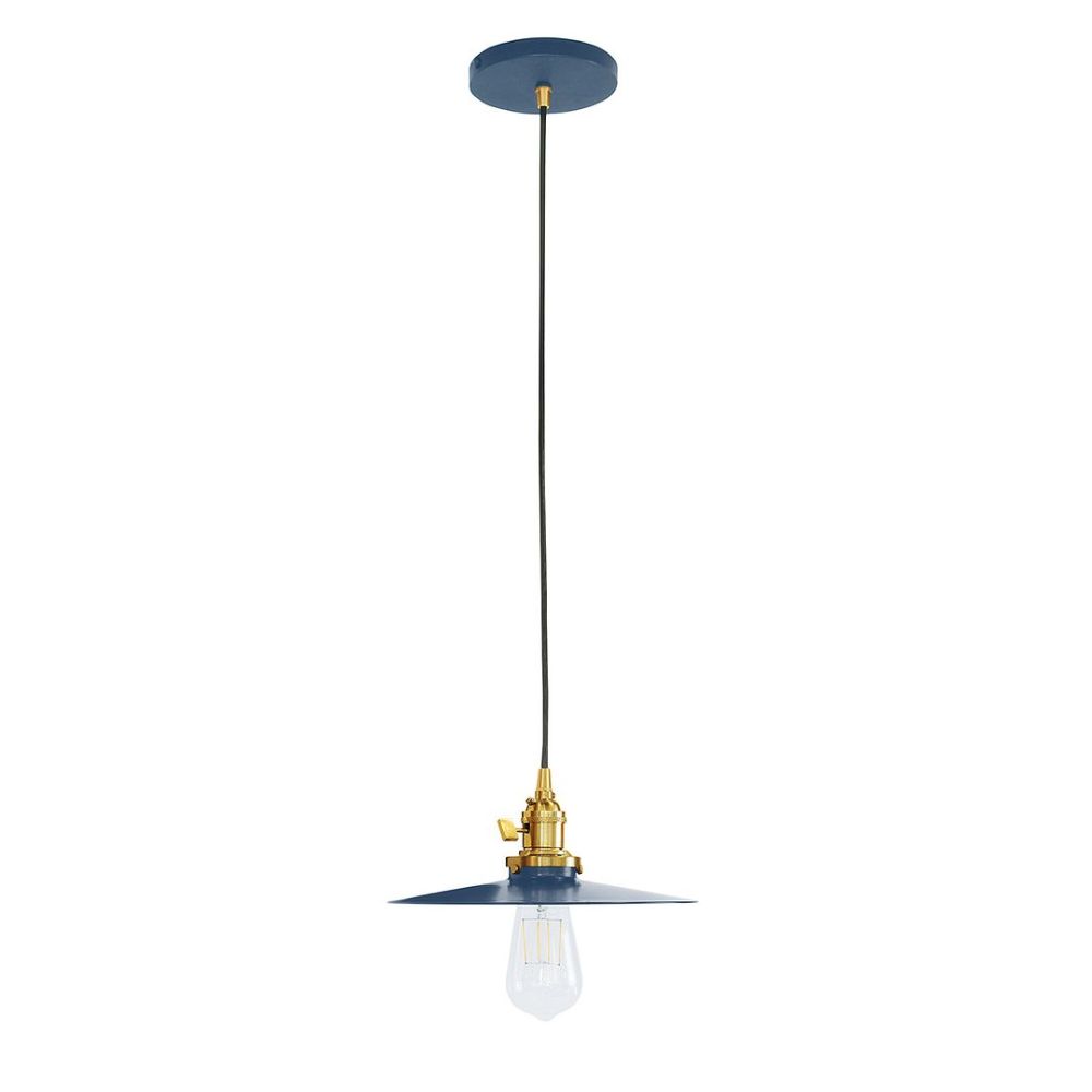 Montclair Lightworks PEB403-50-91-C16 10" Uno Pendant, Navy Mini Tweed Fabric Cord With Canopy, Navy With Brushed Brass Hardware